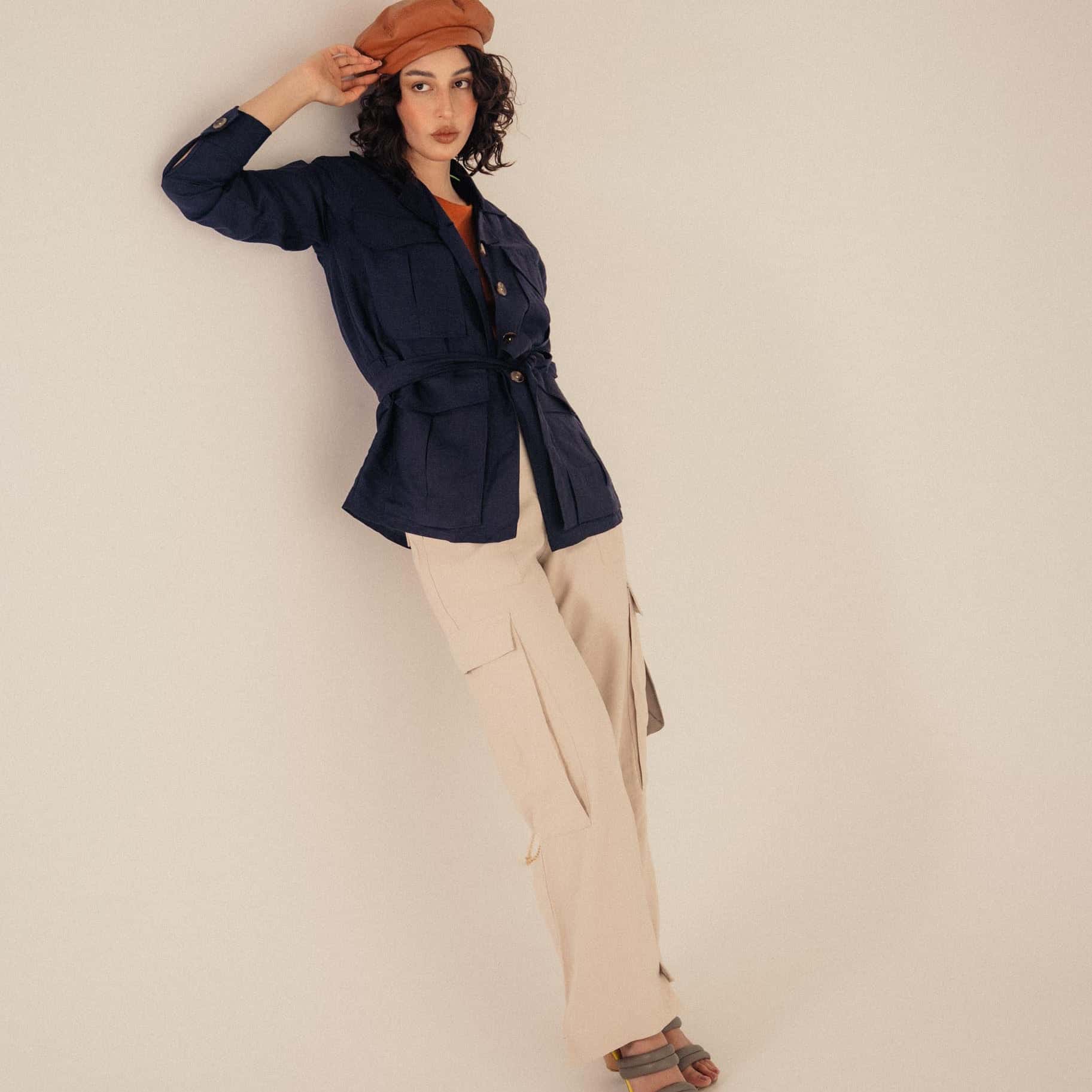 HIGH-WAIST TROUSERS - sand