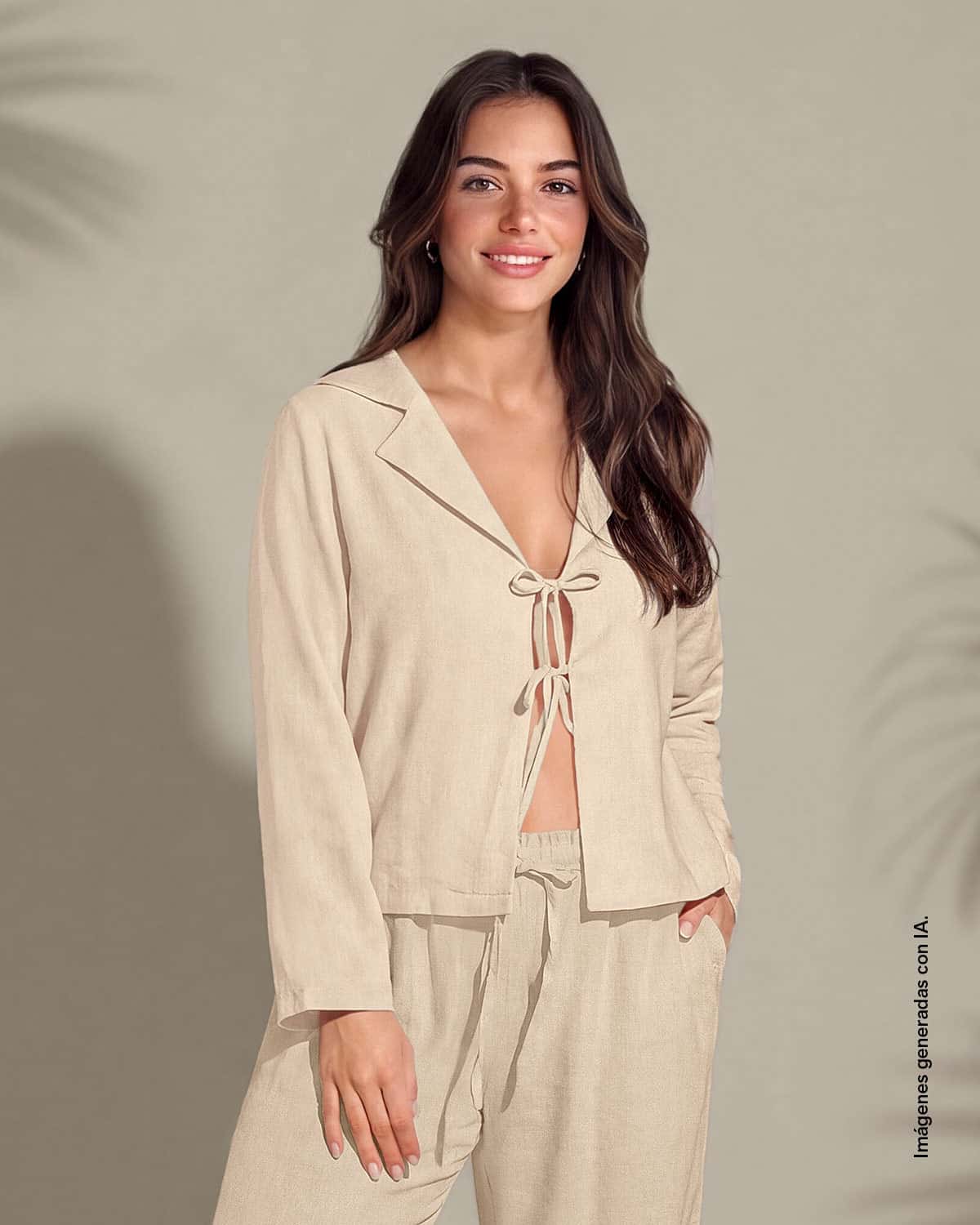 Blazer con tiras para anudar en frente