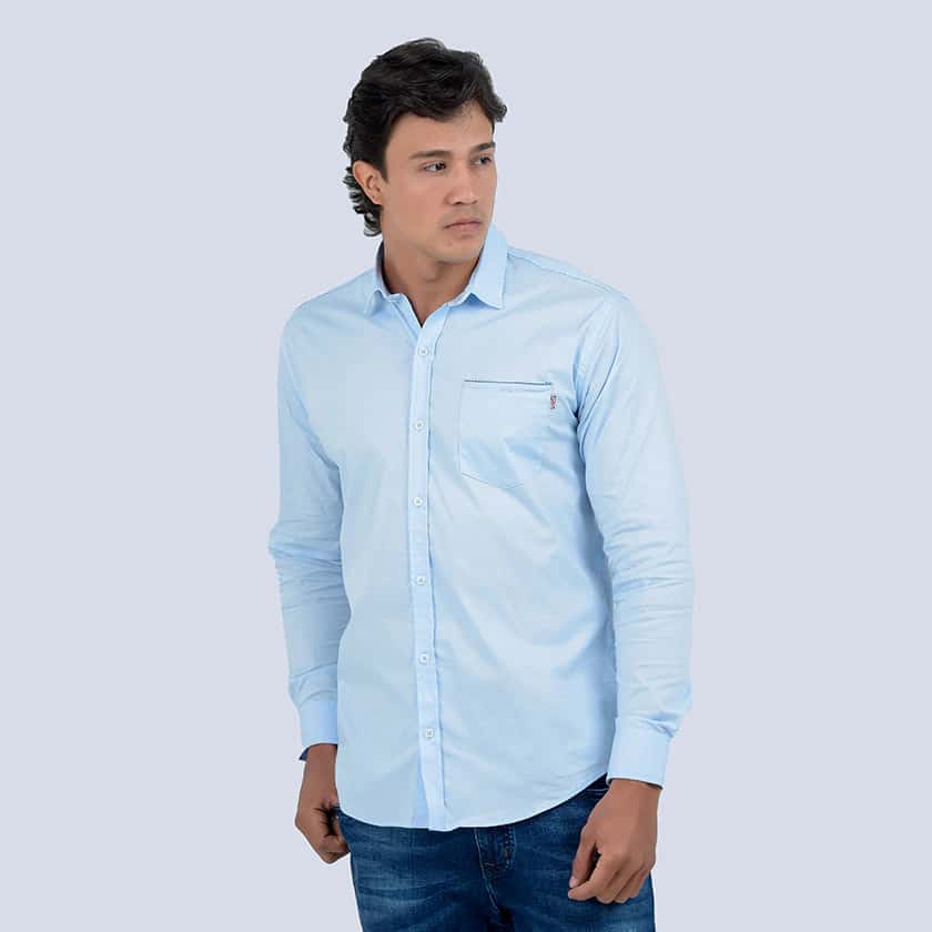 Camisa Azul Manga Larga