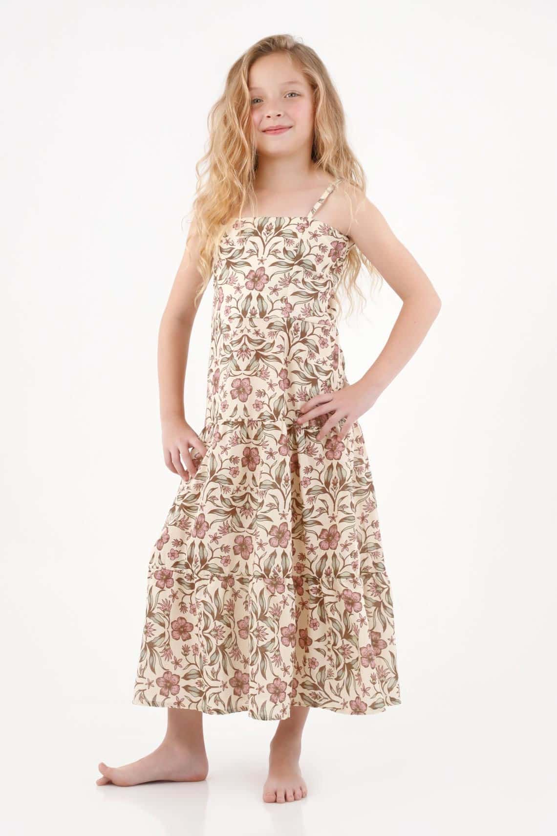 Vestido largo estampado para niña