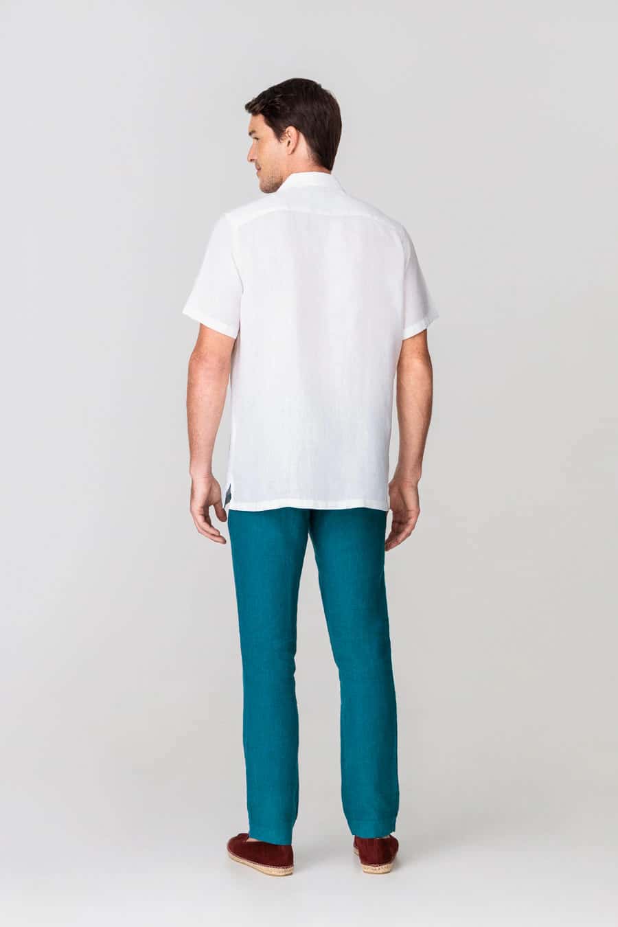 Men's linen shirt bowling white - miniatura 2
