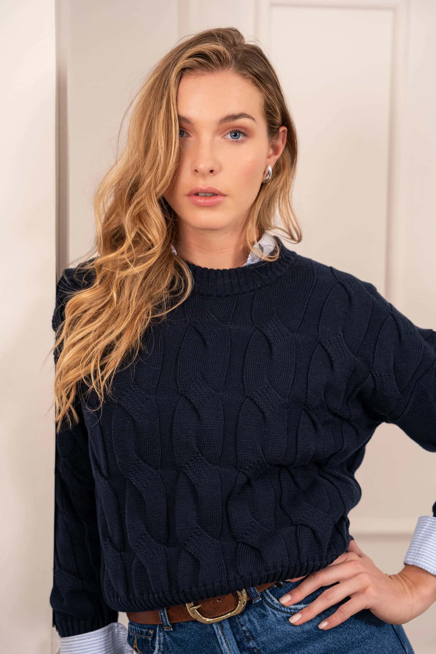 Sueter Hortensia Azul Oscuro Mujer
