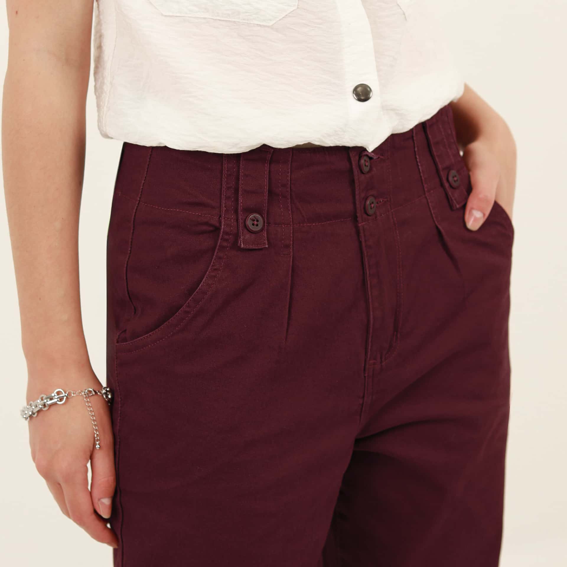 Pantalón baggy bota recta con prenses - miniatura 2