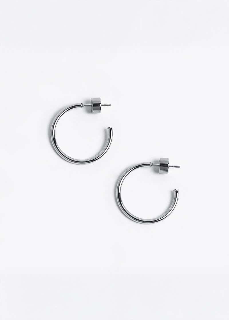 Small Thin Hoops Plateado