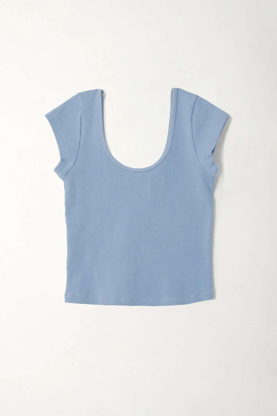 Camiseta en rib ajustada azul para mujer