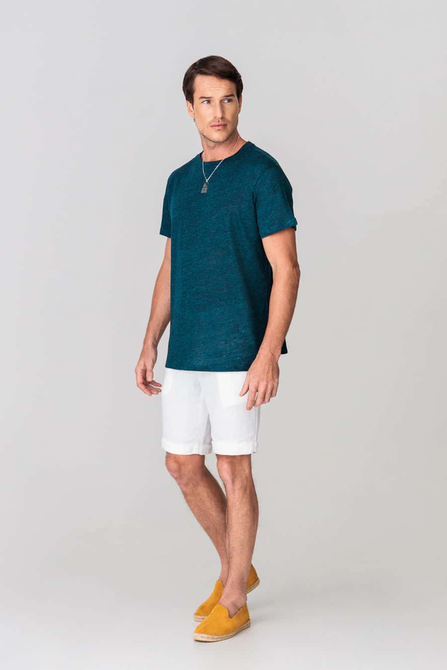 Men's linen t-shirt blue
