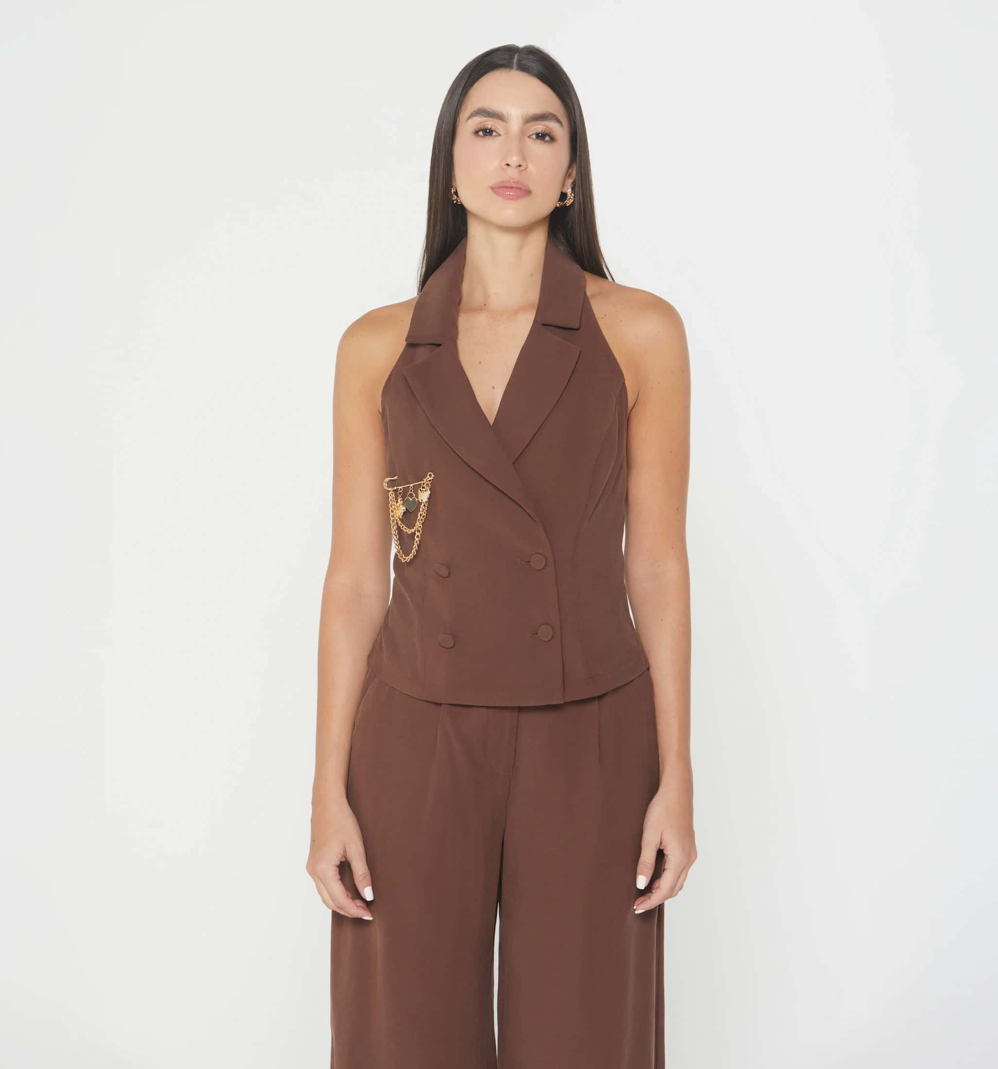 Chaleco corto cuello halter