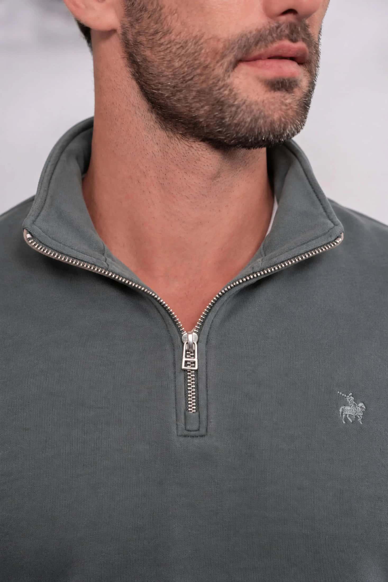 Halfzip Premium Comfy Hombre Gris - miniatura 2