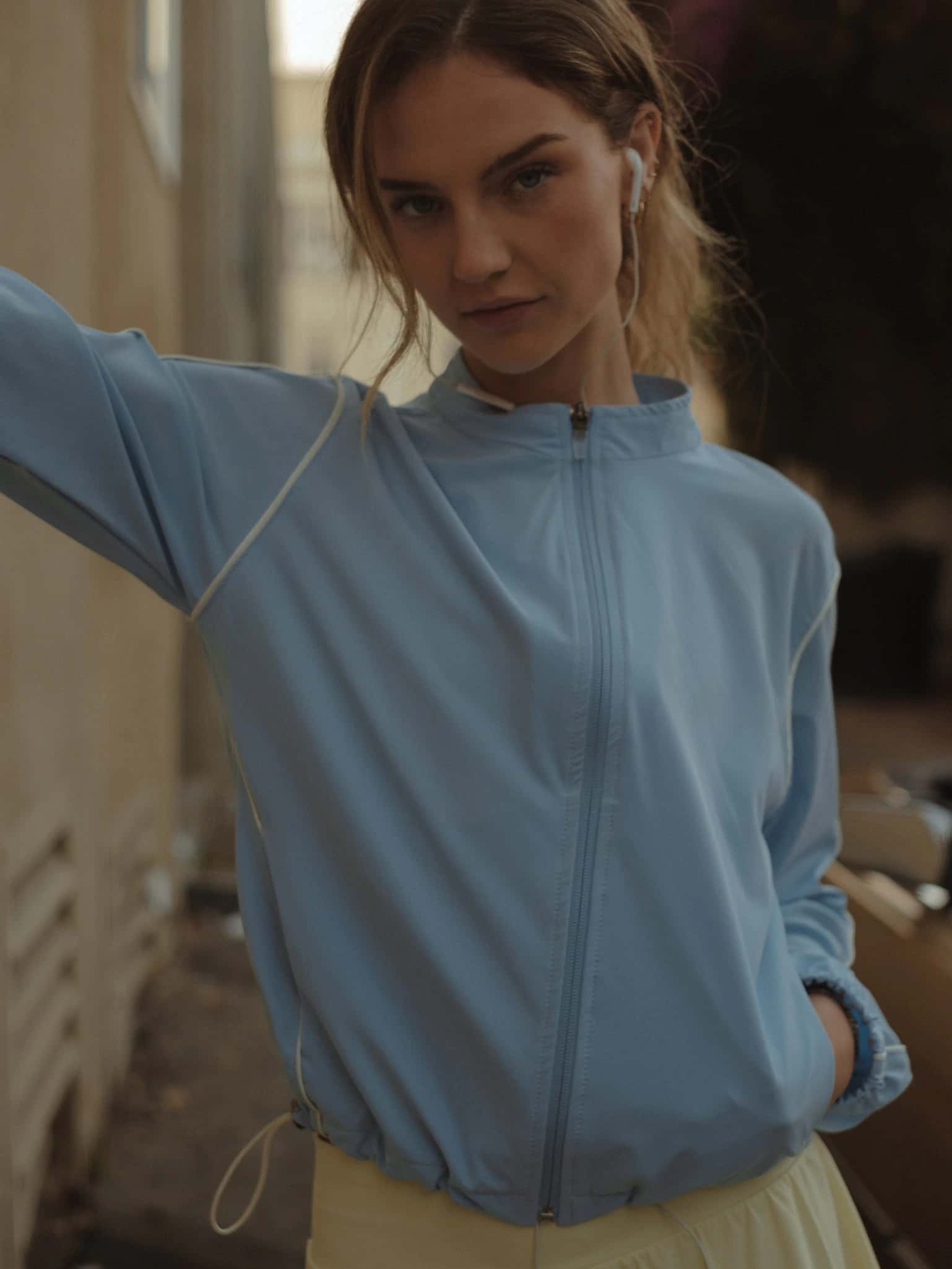 LINE WINDBREAKER JACKET - BABY BLUE