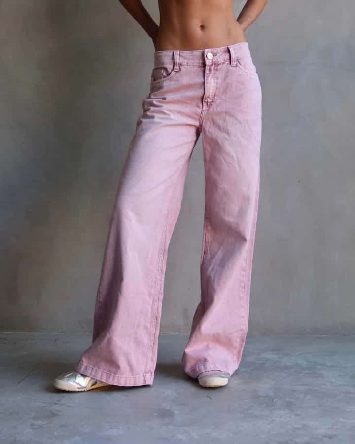 JEAN ANCHO WIDE LEG FIT FULLY BLUSH ROSADO