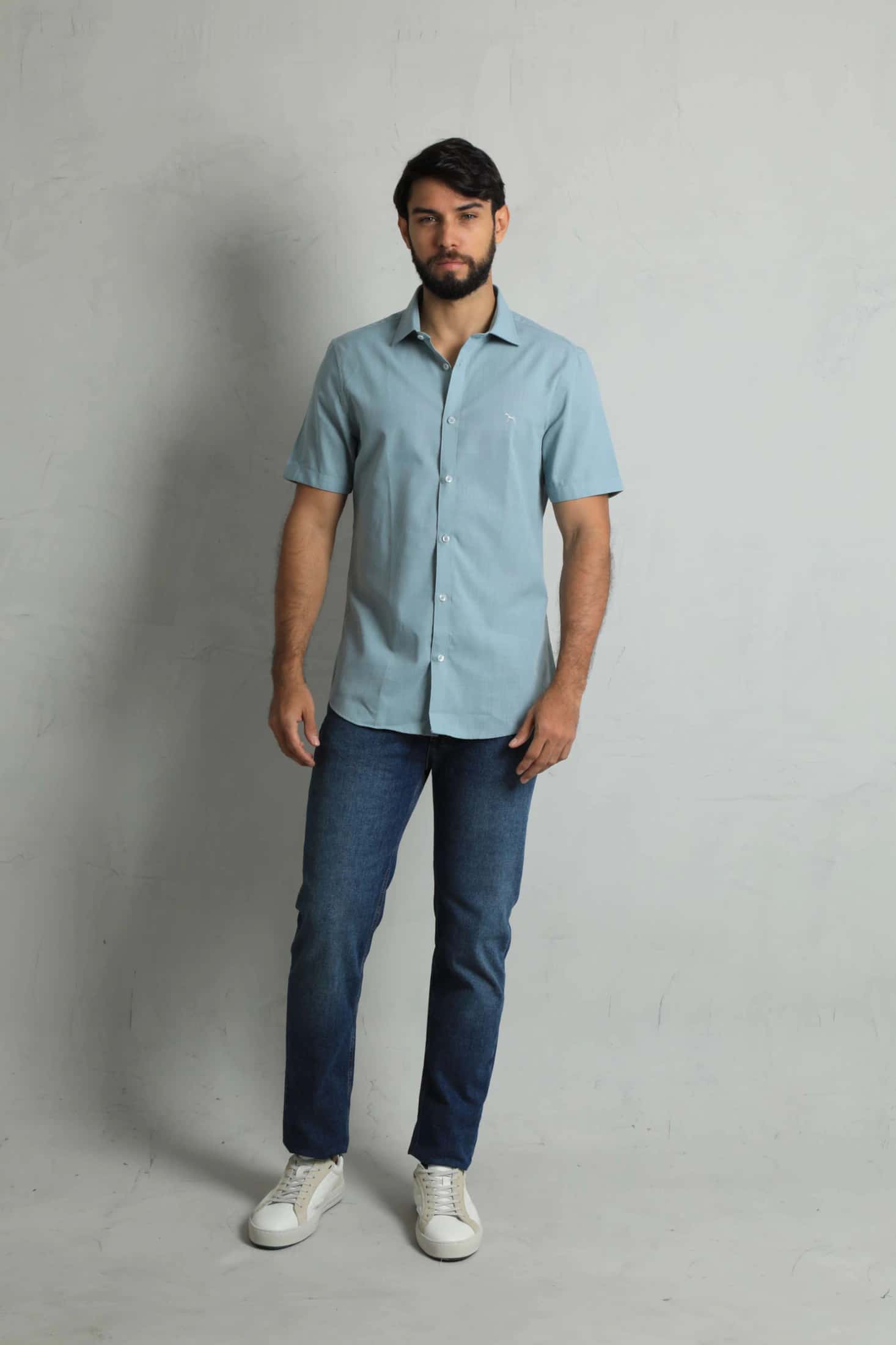 Camisa Manga Corta Gris Verdoso