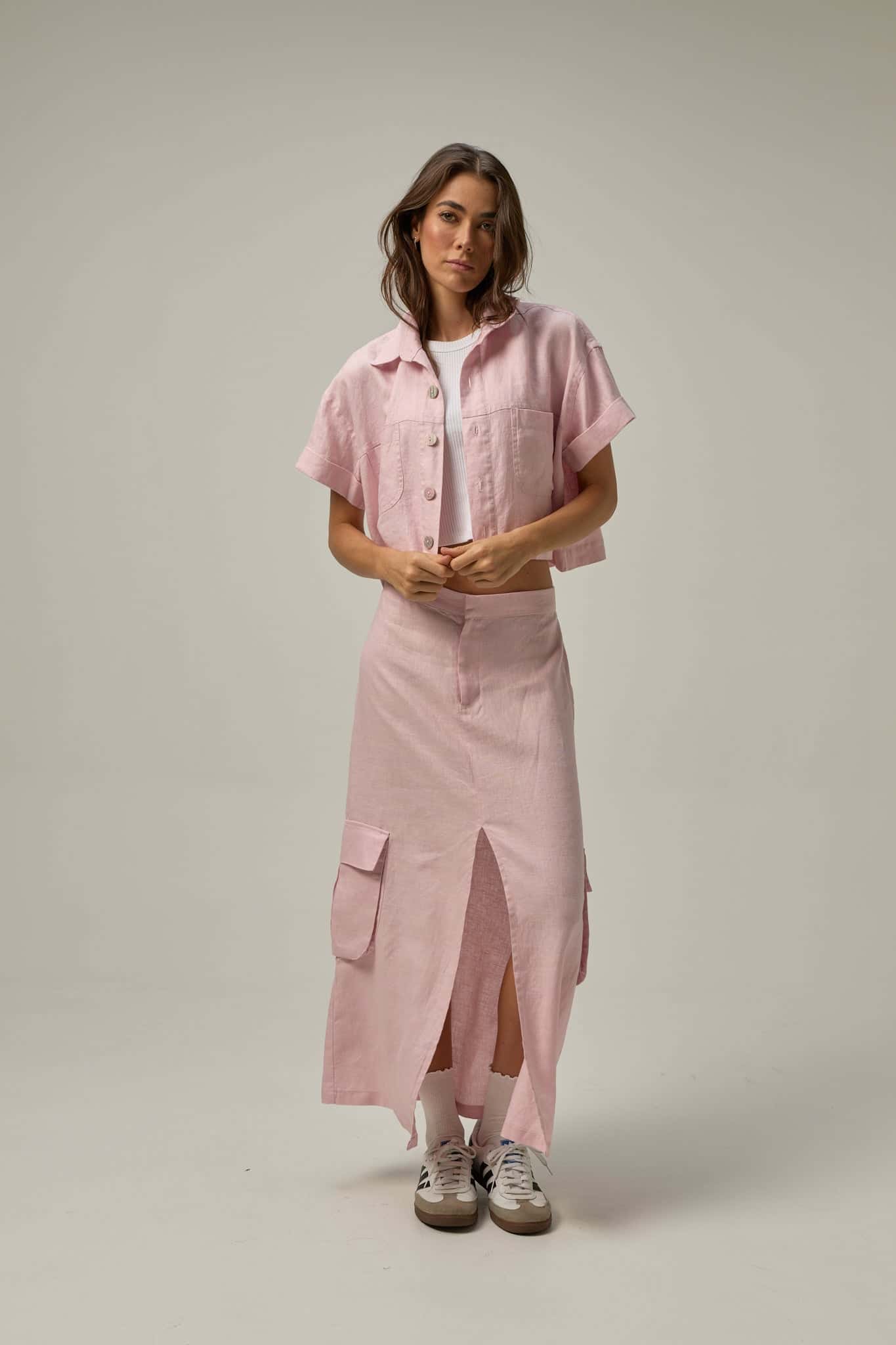 Falda Canvas de lino | Rosado