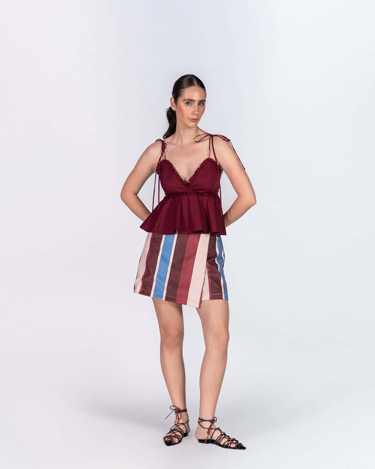 Falda Short Block Vino
