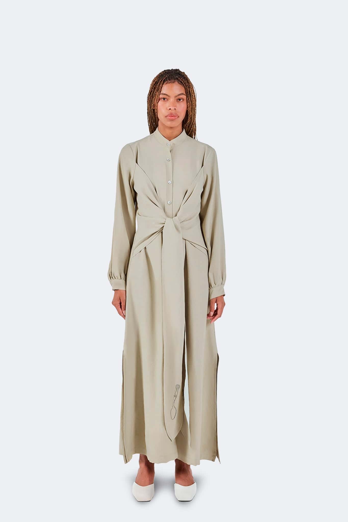 Vestido Zigze Anudado - Musgo