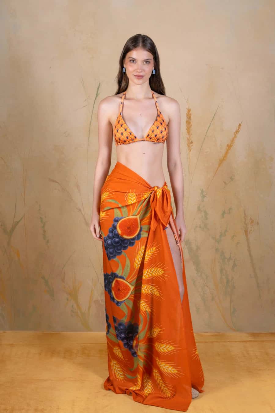 Women's Annona long cotton sarong terracotta