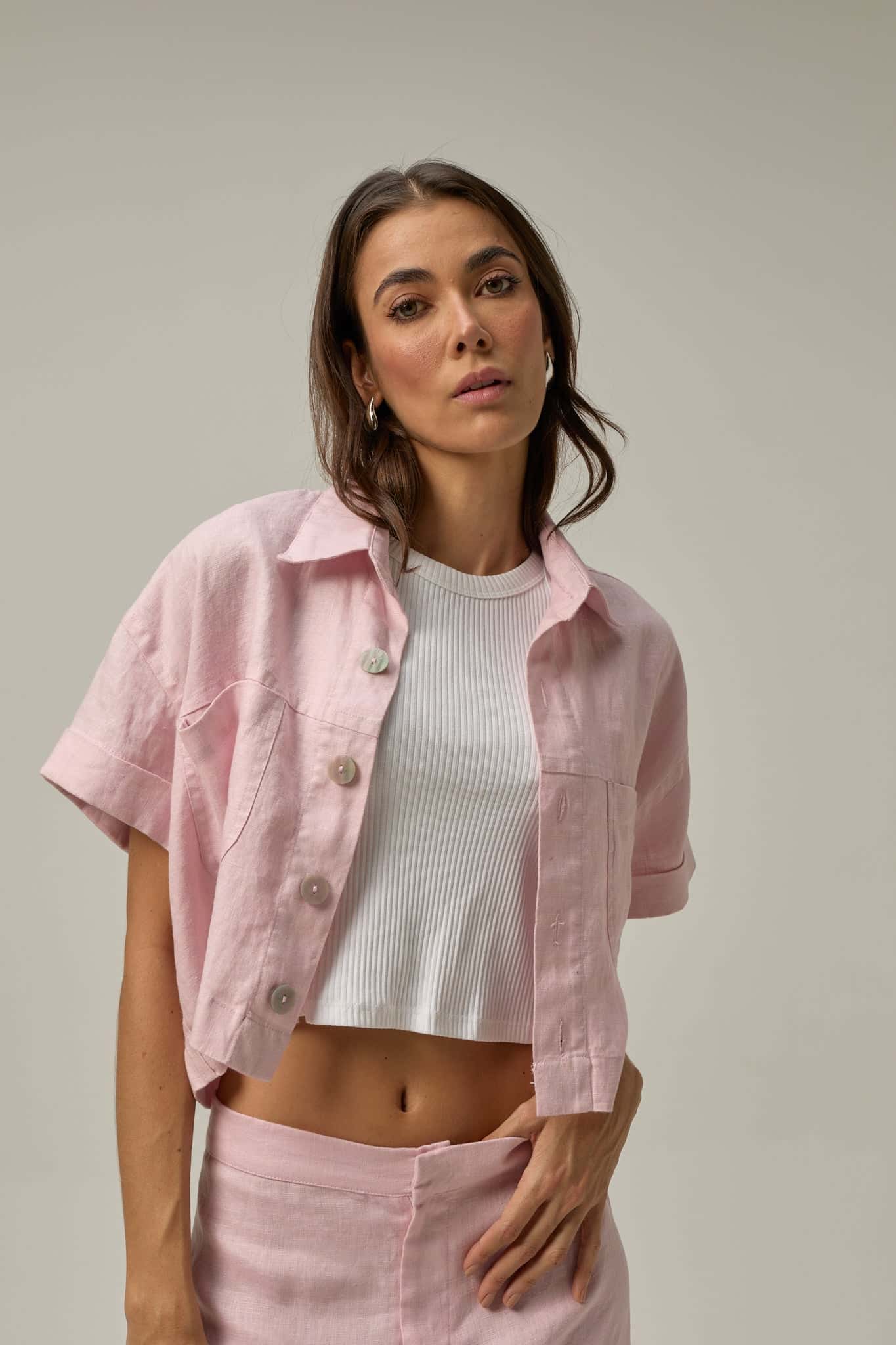Camisa Rise de lino | Rosado