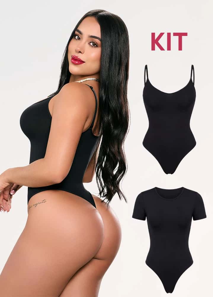 Kit 2 Bodys: Tanga Seamless y Manga Corta | Salome 5601 + 5007 | Ant 7001 + 01L5