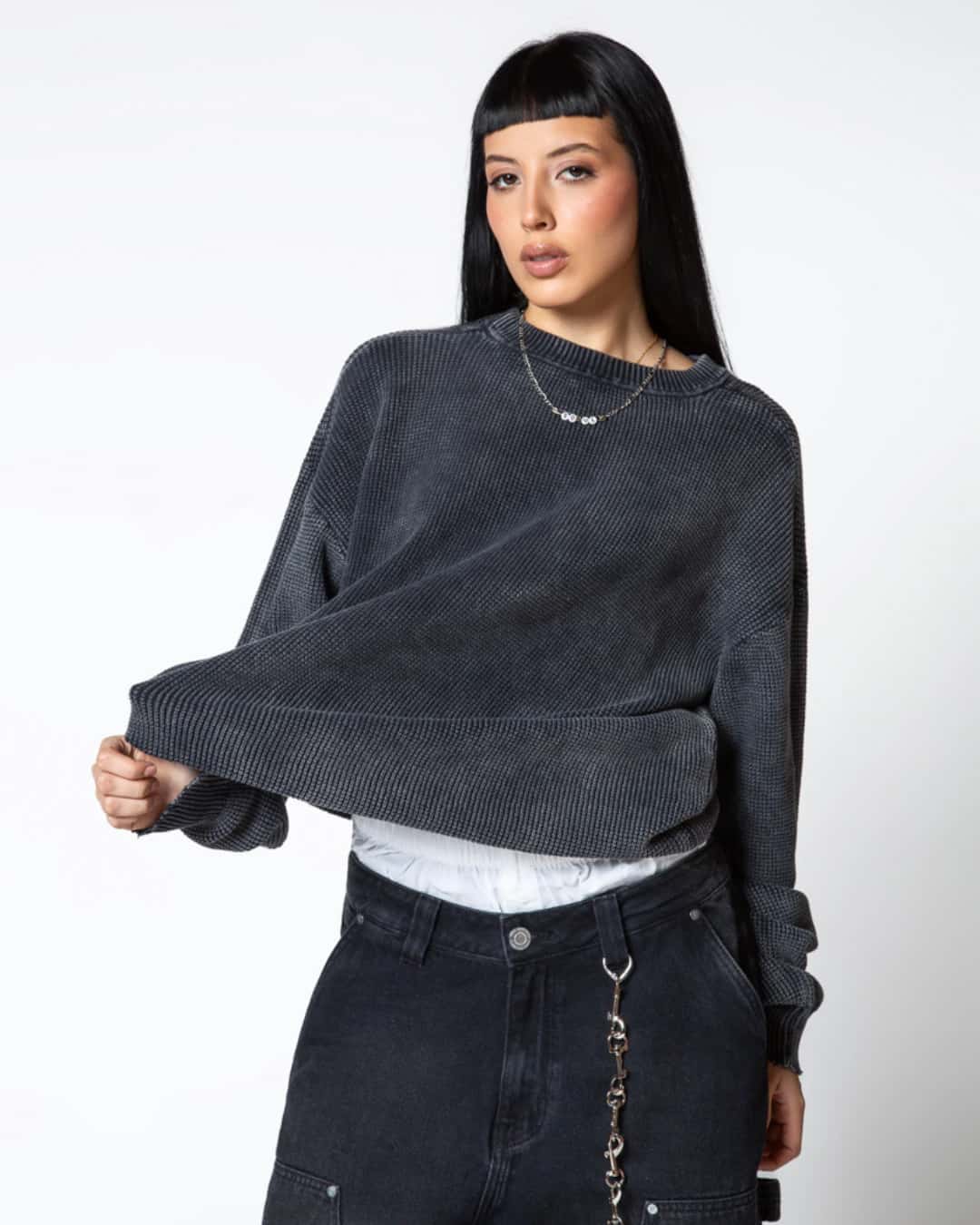 DOPAMINE BLACK KNIT CREWNECK - miniatura 3