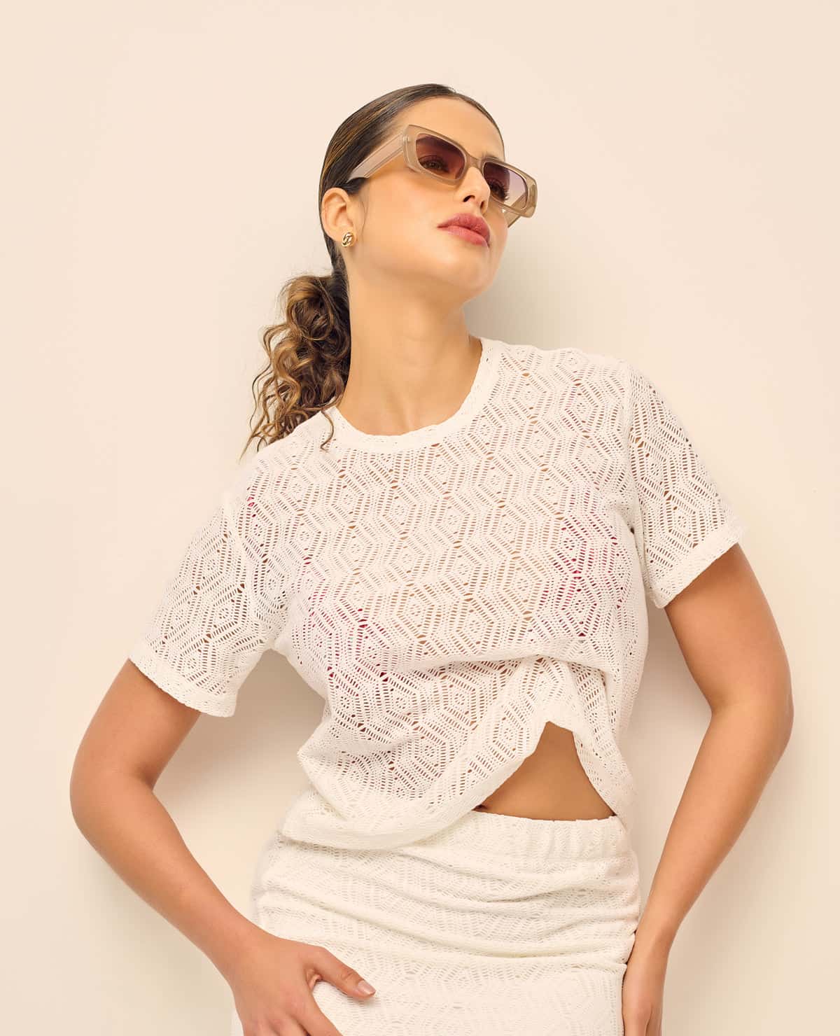 Camiseta de Malla | Cuello Redondo | Manga Corta