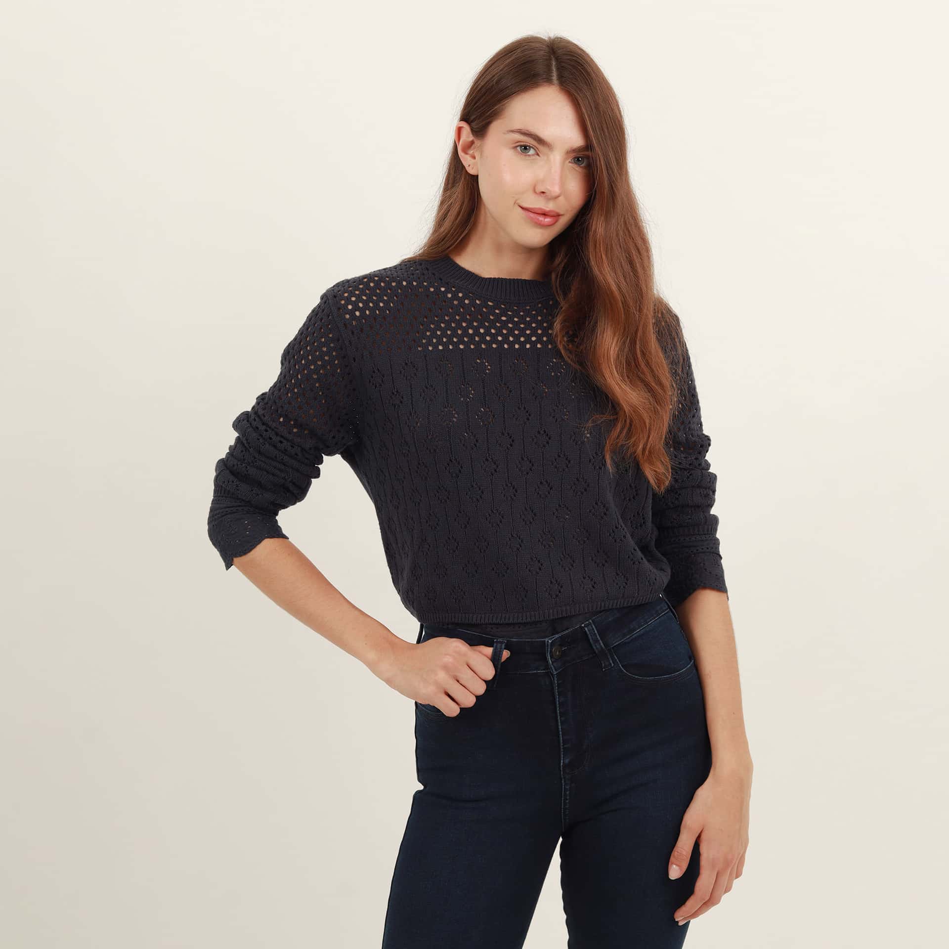 Sweater con ojalillo manga larga - miniatura 10
