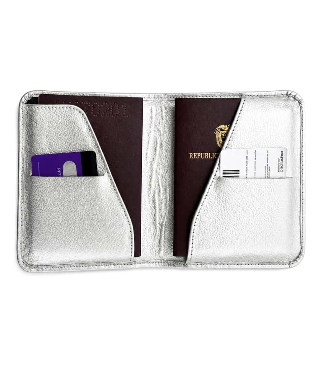 Portapasaporte de Cuero Plateado - miniatura 2