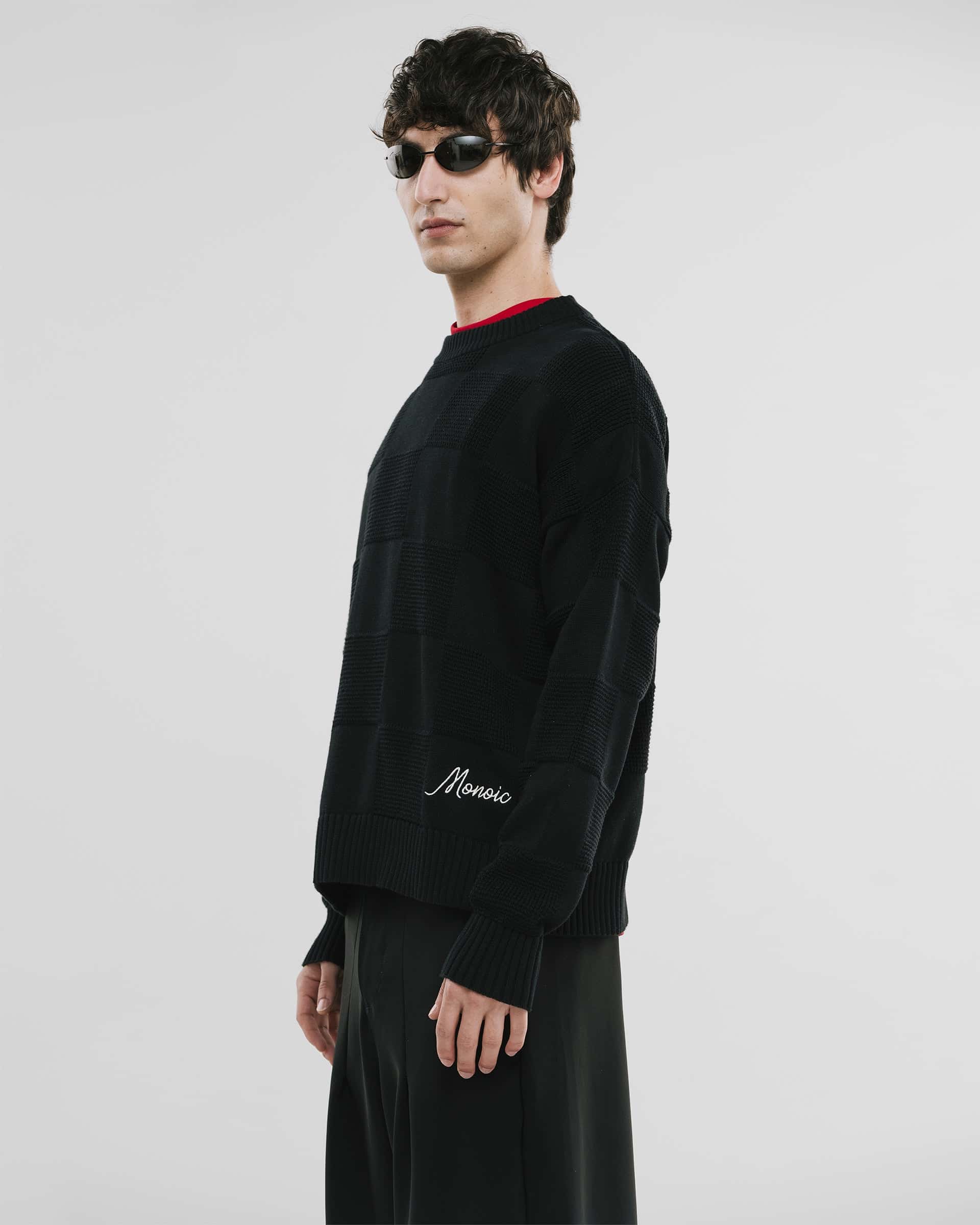 Checkered Knitwear Sweater - Negro - miniatura 4