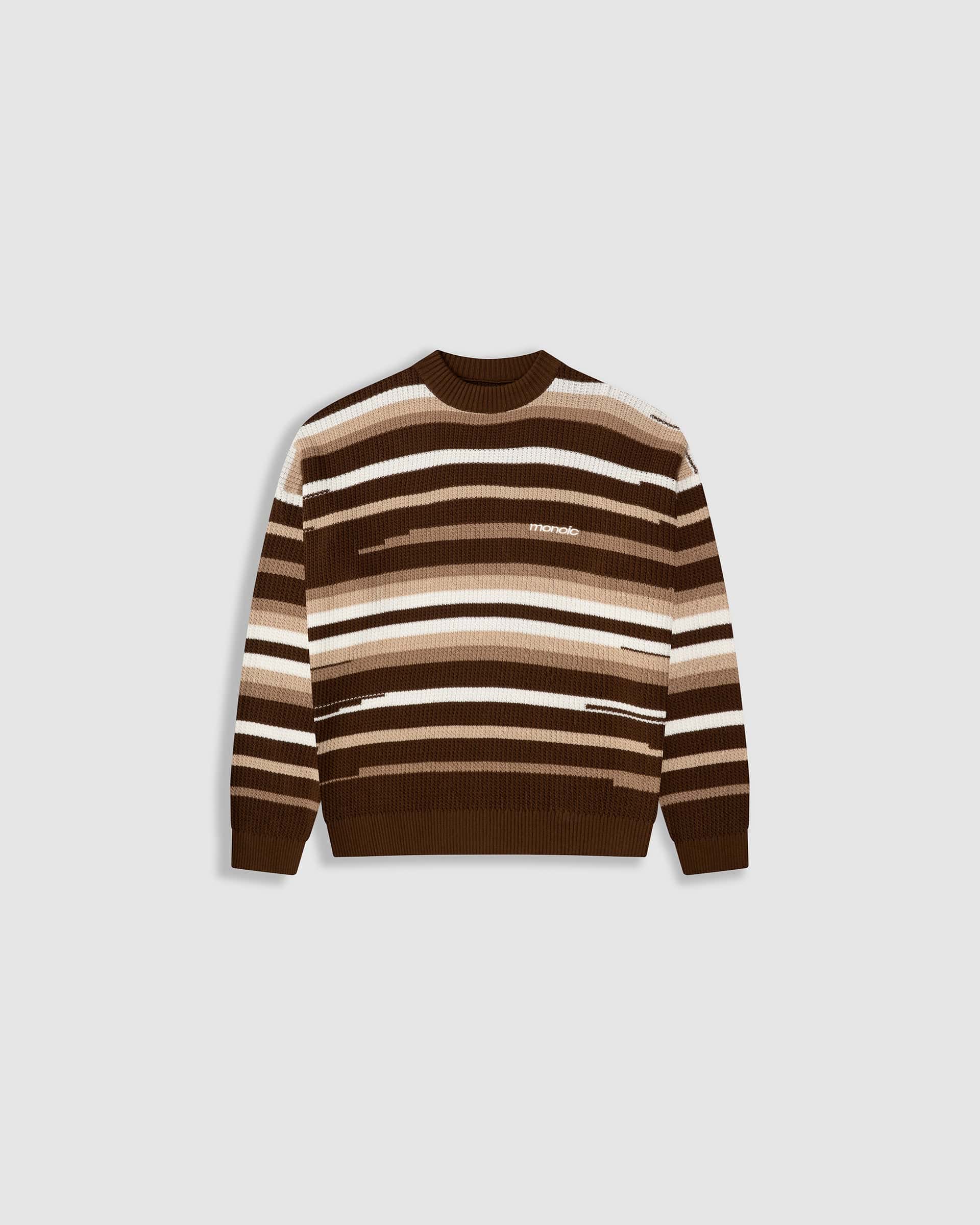 Striped Knitwear Sweater – Café, Crema y Beige