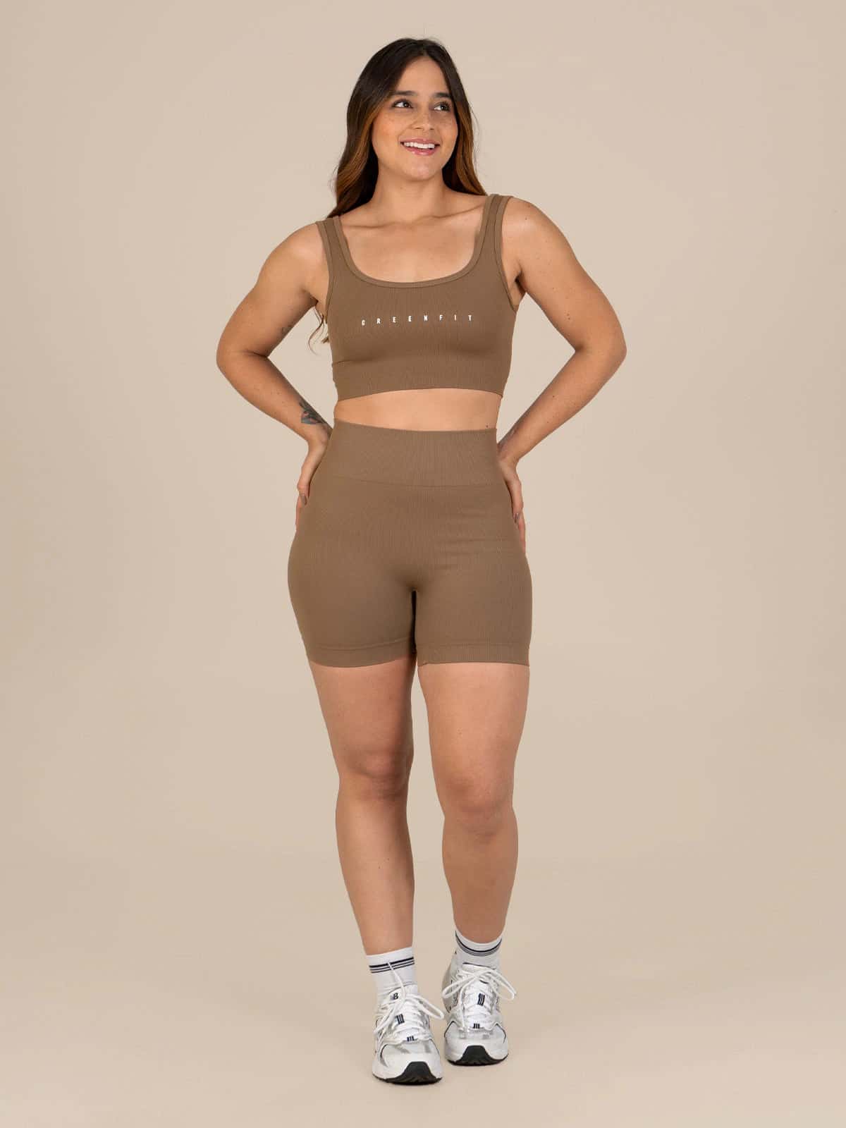 Ela short set seamless cafe claro