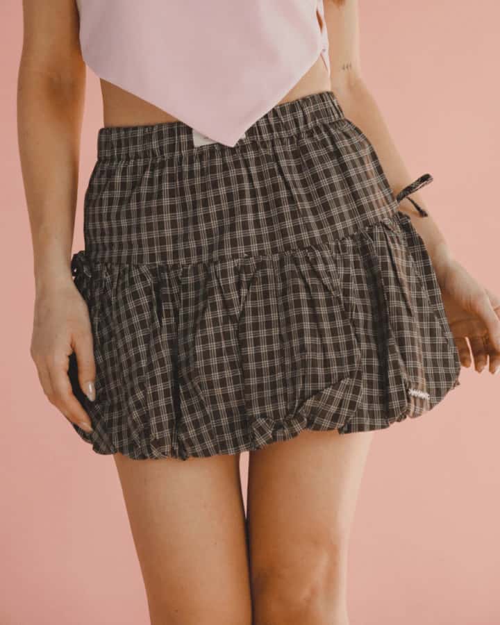 FALDA MUSE GLOBO DE CUADROS