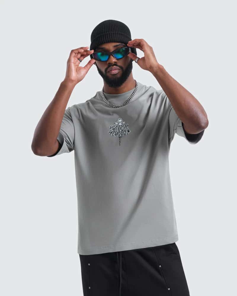 Camiseta Gris Oversize Warrior of World - miniatura 3