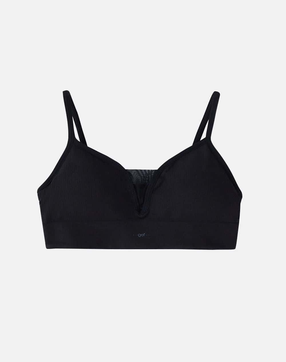 Top soporte medio seamless copas removibles negro mujer