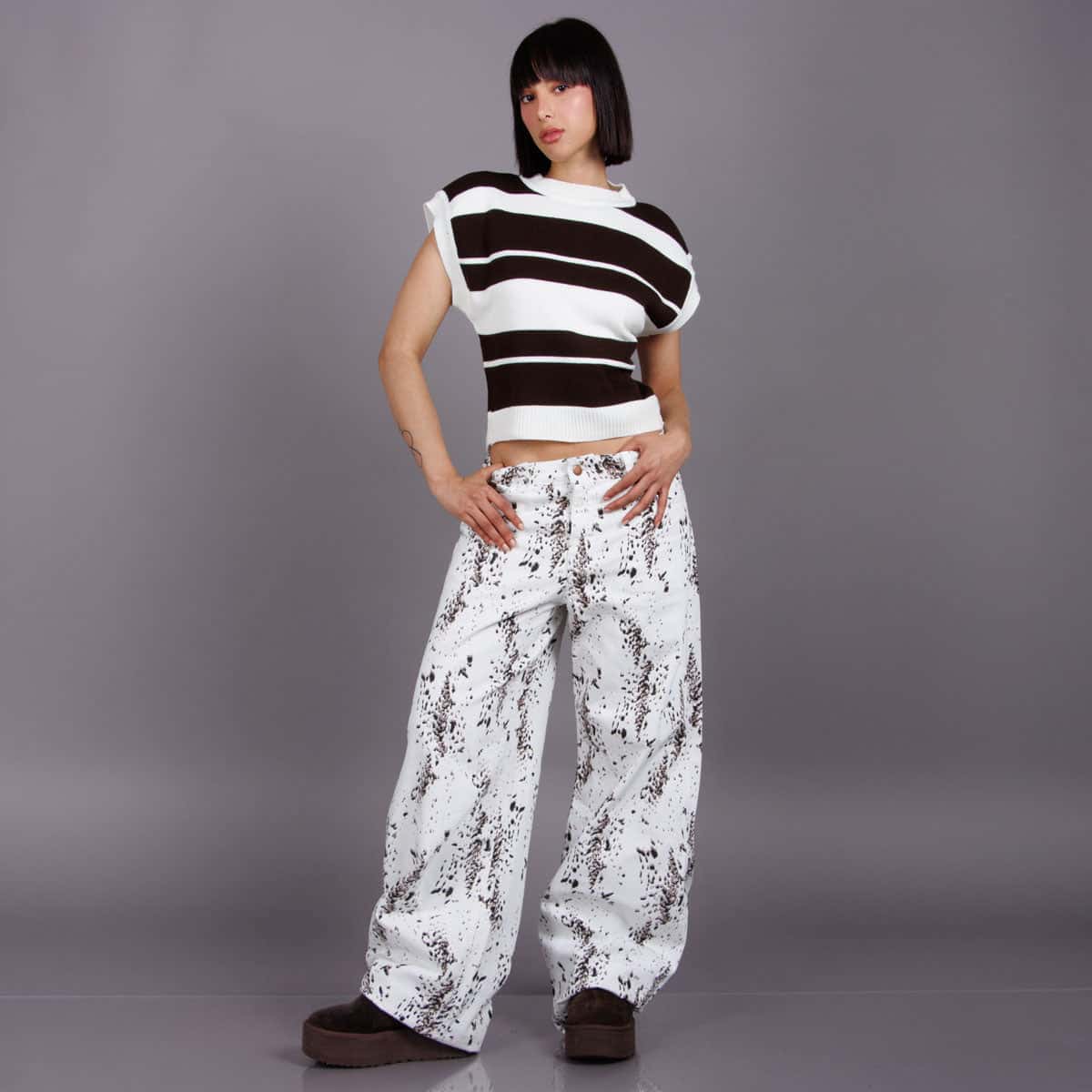 Jean Wide Leg Marfil Ax-3109 Rigido
