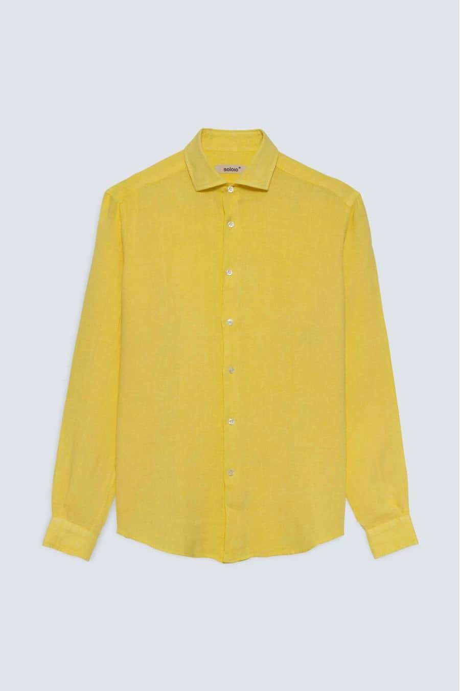 Men's linen shirt light yellow basic