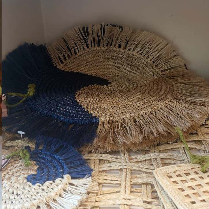 Fique Placement & Coaster Blue