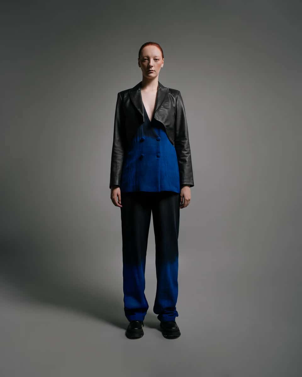 CROP LEATHER BLAZER - miniatura 3