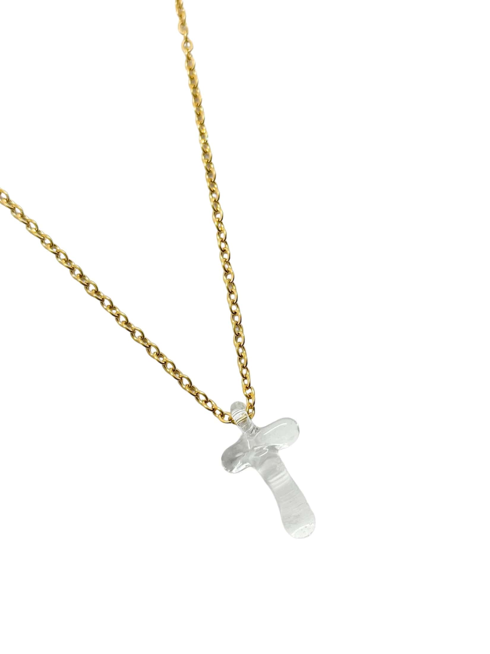 clear glass necklace 1 letter - miniatura 24