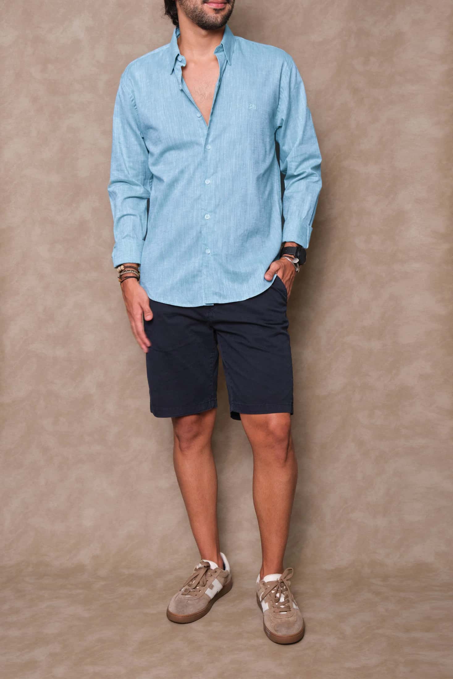 CAMISA LINO AQUA