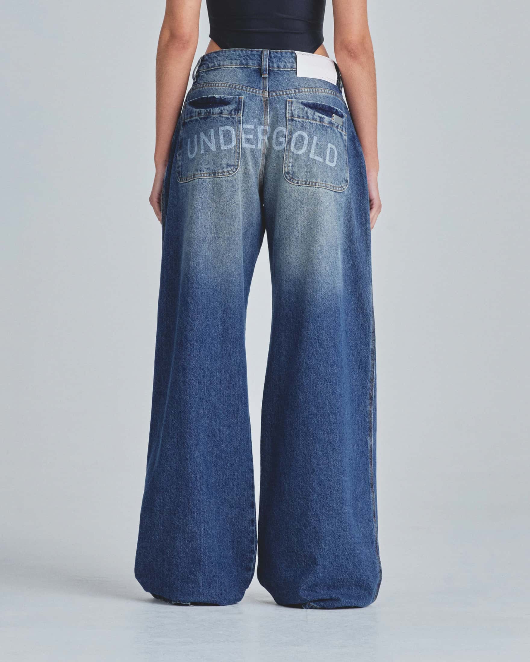 W Line Basic Wide Jeans Mid Blue - miniatura 5