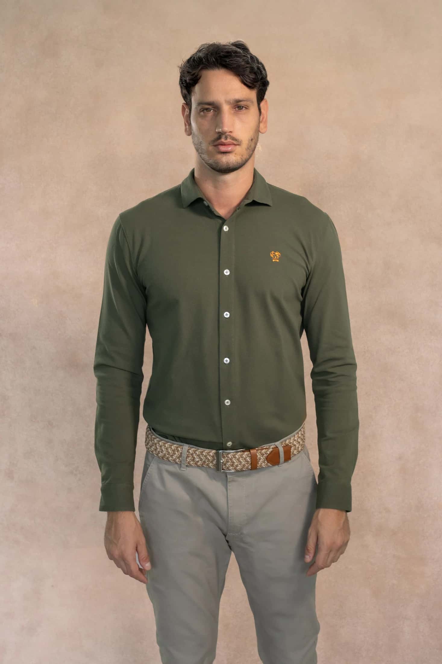 Camisa Antimanchas Piqu  Verde Militar