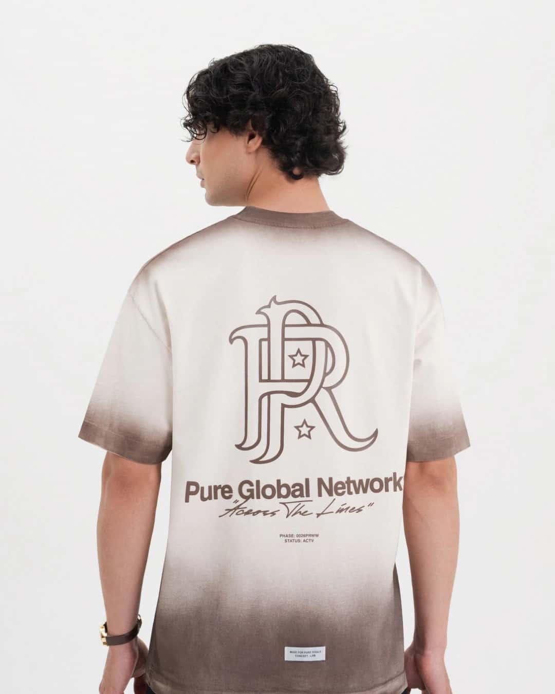ACROSS THE LINES BROWN WASHED T-SHIRT - miniatura 3