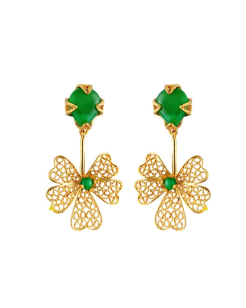Aretes filigrana Alegría con jade