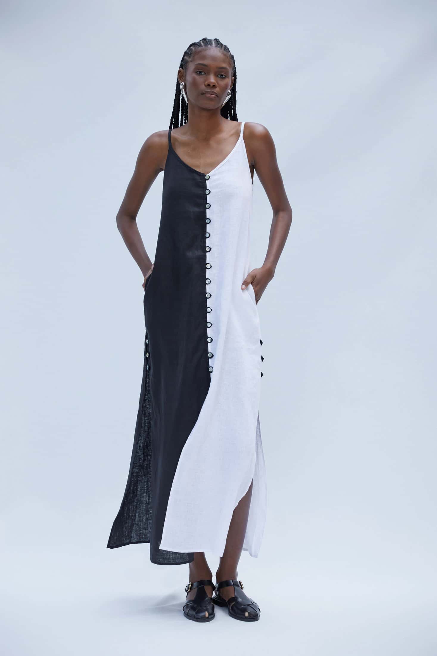 YANNA DRESS WHITE/BLACK