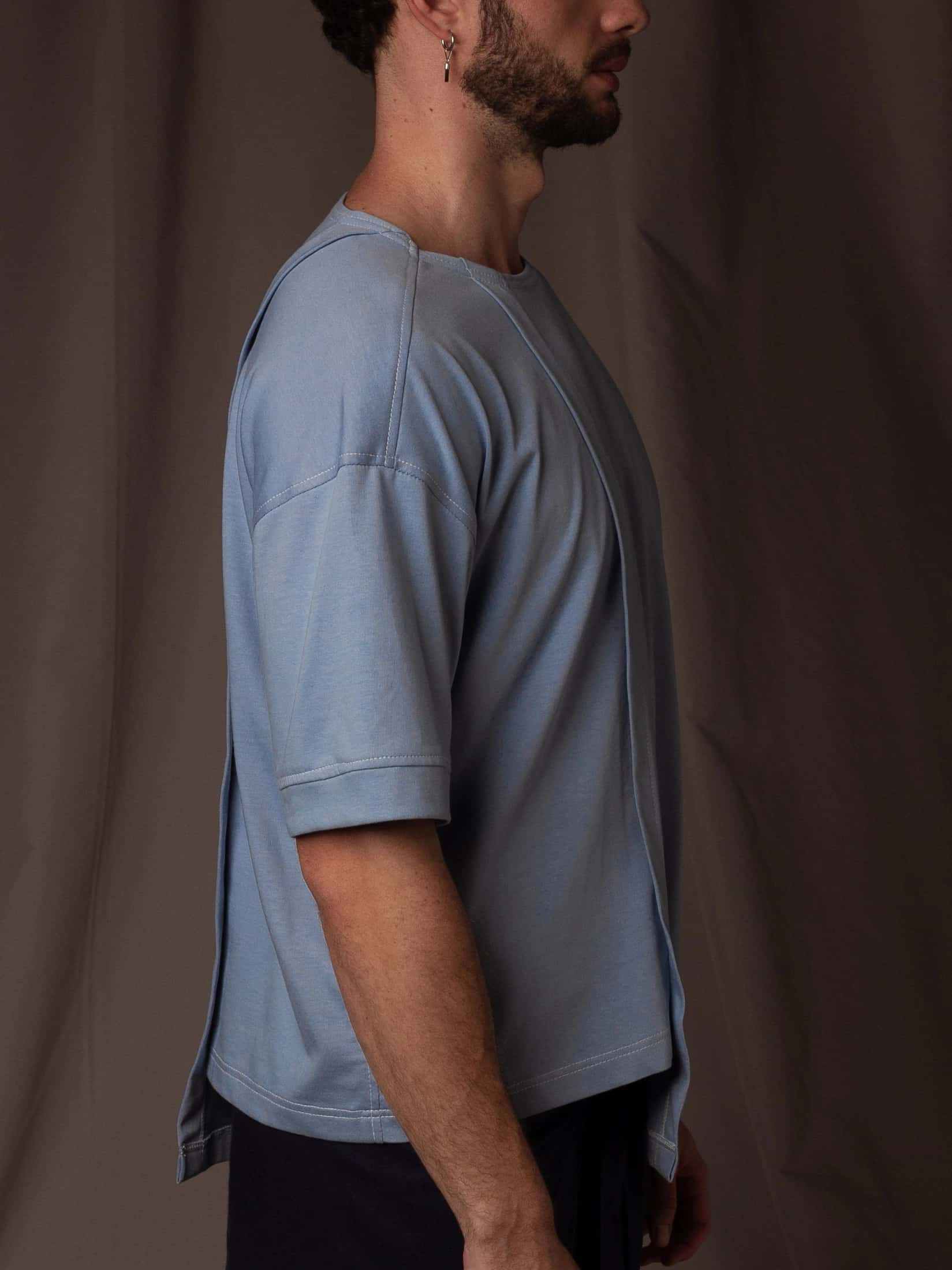 Camiseta Azul en Algodón Cuello Redondo - miniatura 6