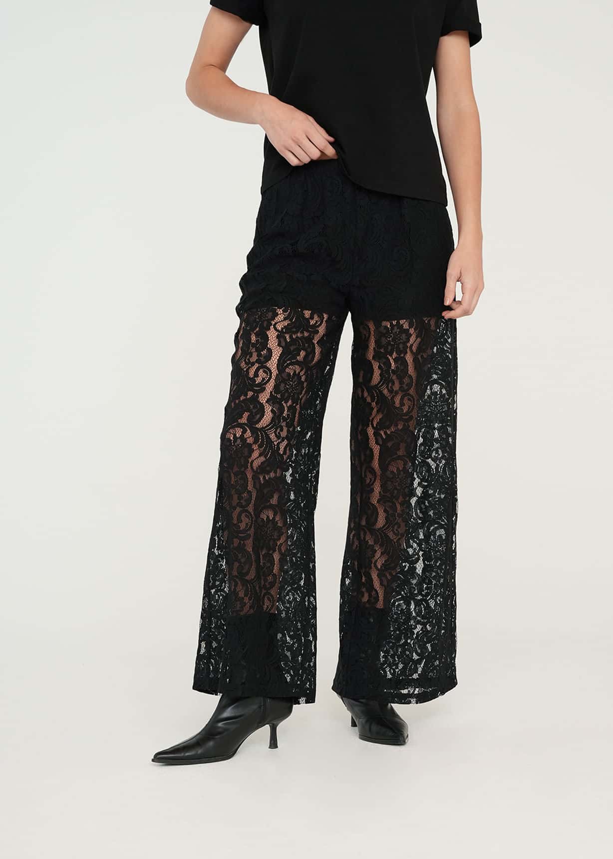 Pantalón Wide Leg con encaje