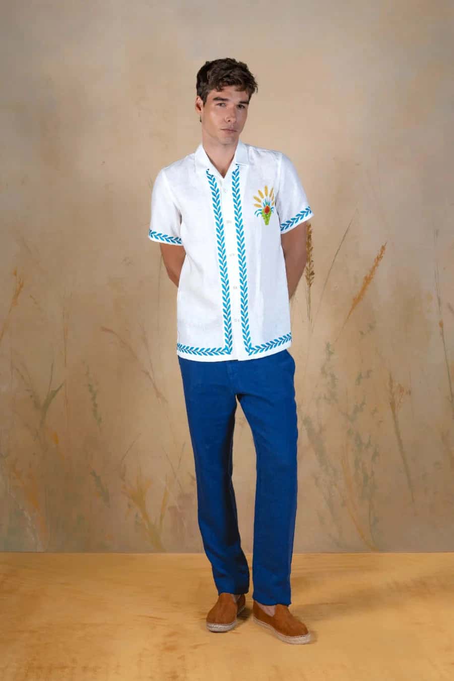 Telluris linen bowling shirt white