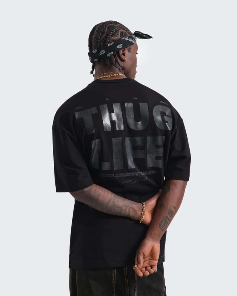 Camiseta Negra Oversize Thug Life - miniatura 3