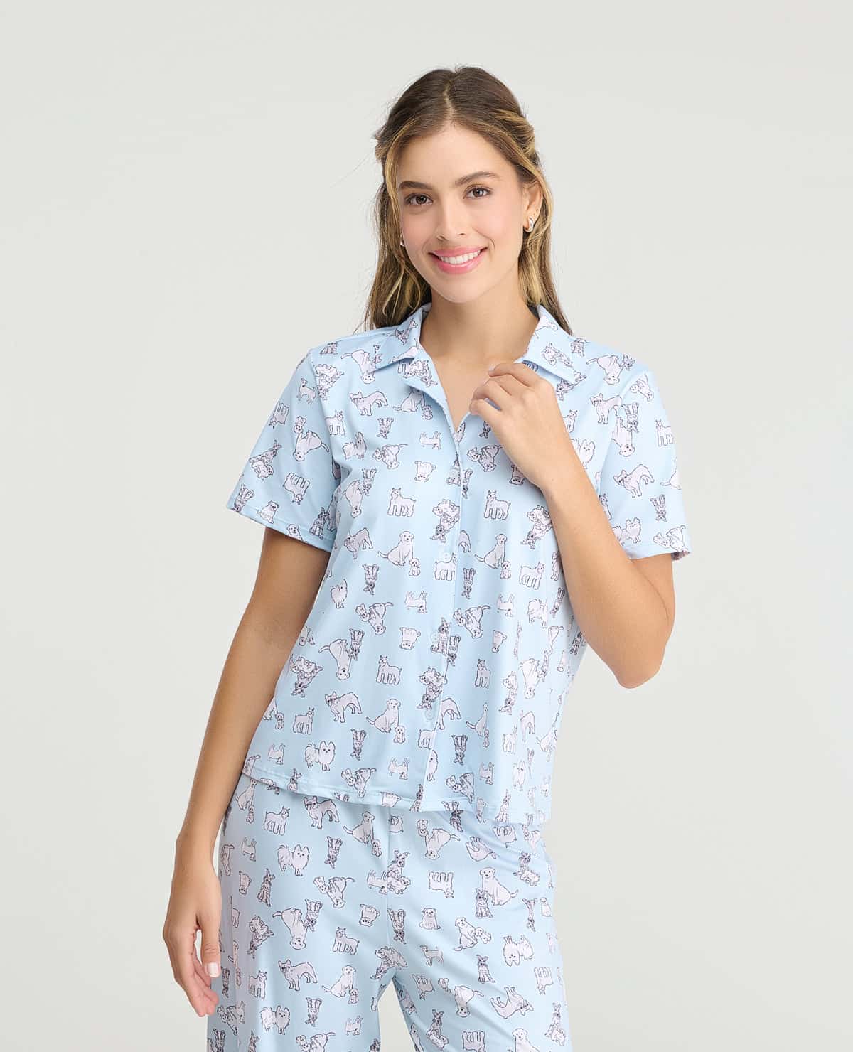 Pijama de Pantalón | Cuello Clásico | Botones Frontales