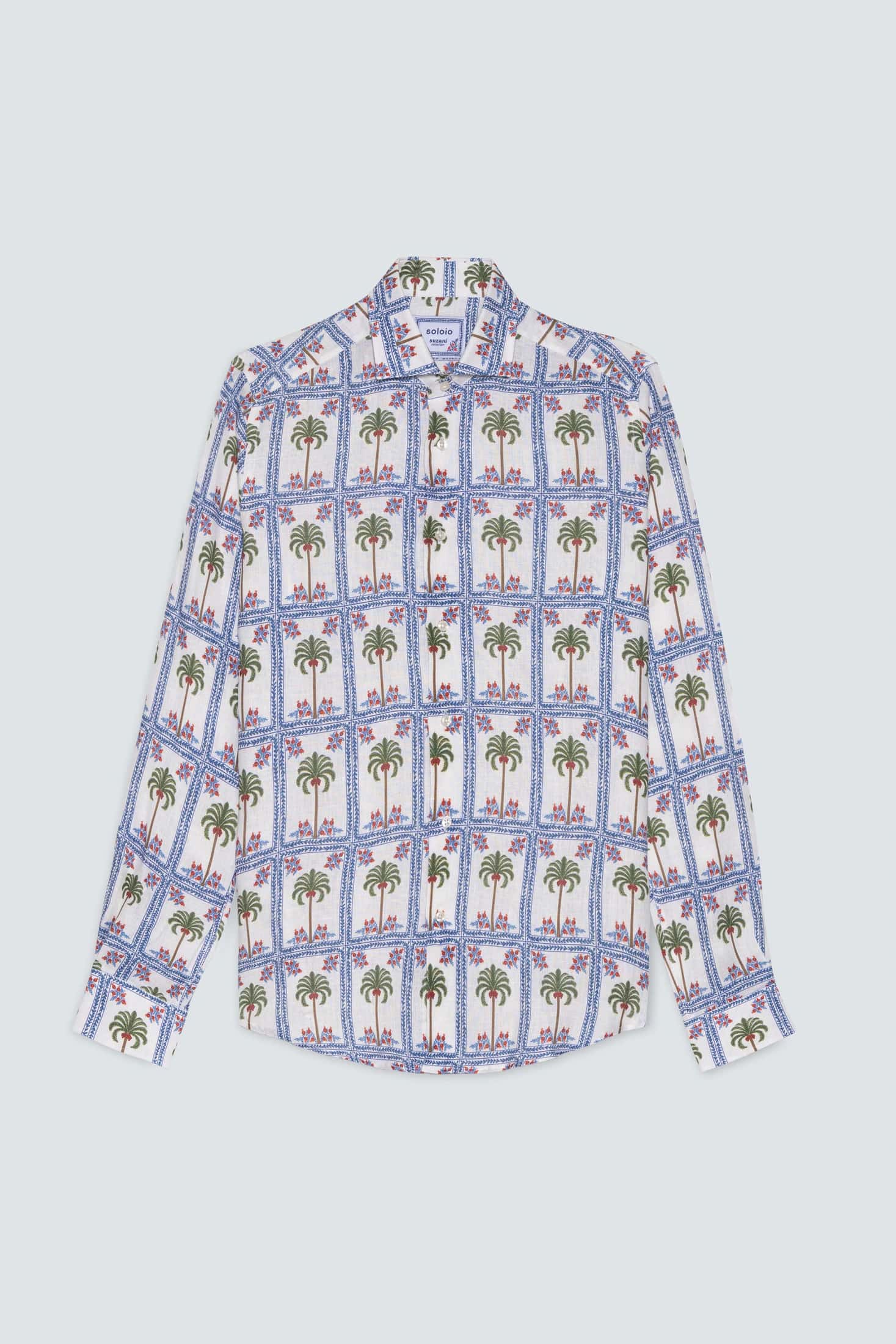 Men's linen shirt white tambour