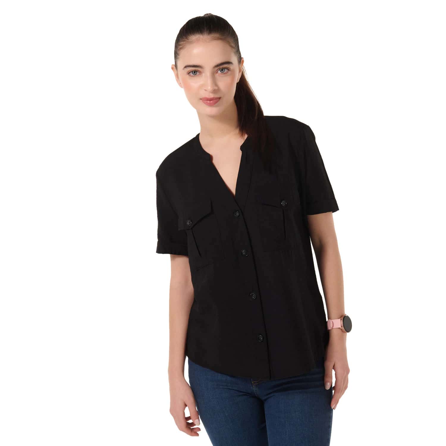 Camisa para Mujer Tucan Manga Corta Negra
