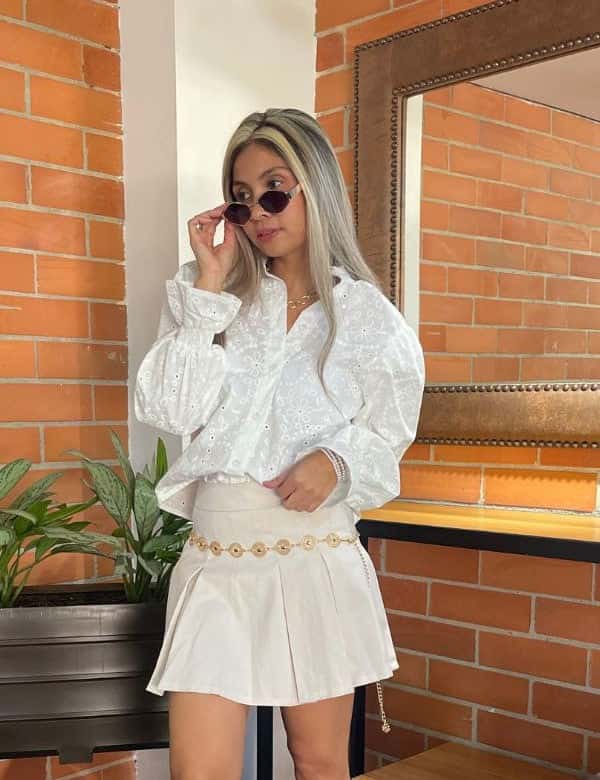 Blusa Clara  Ojalillo Blanco